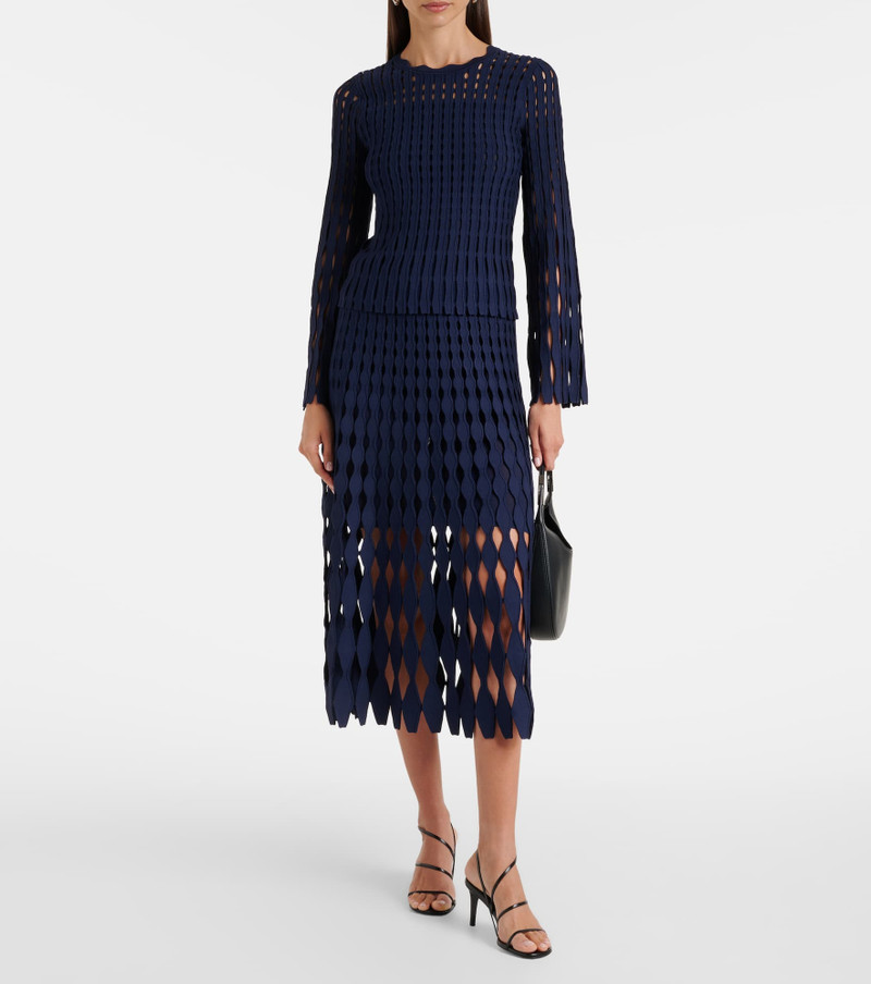 SIMKHAI Wilma open-knit midi skirt outlook
