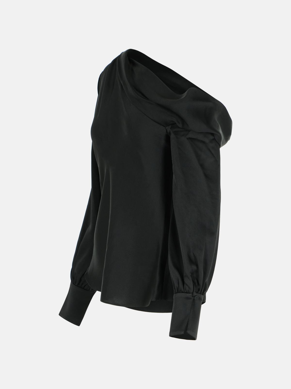 'ALICE' BLACK ACETATE BLEND BLOUSE - 2