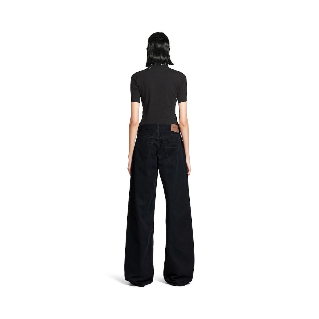 Women's Wide Leg Baggy Pants in Black - 4