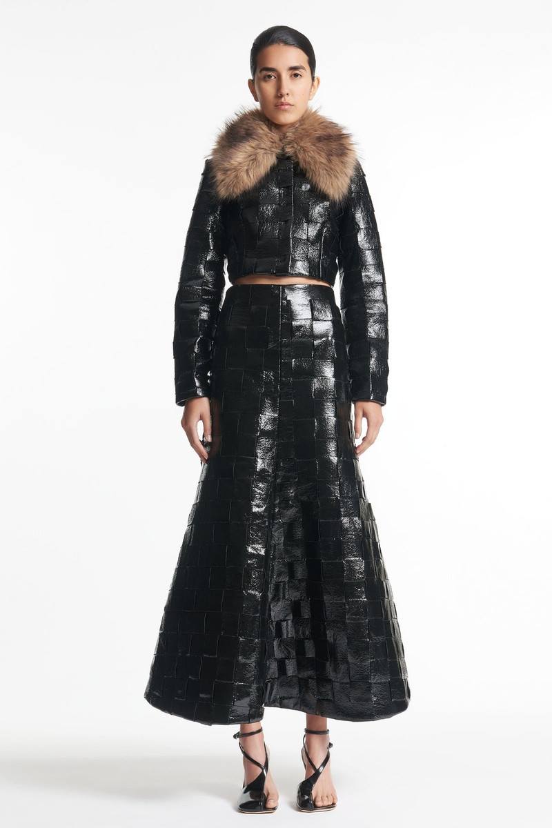 WEAVED FLARED SKIRT BLACK 1