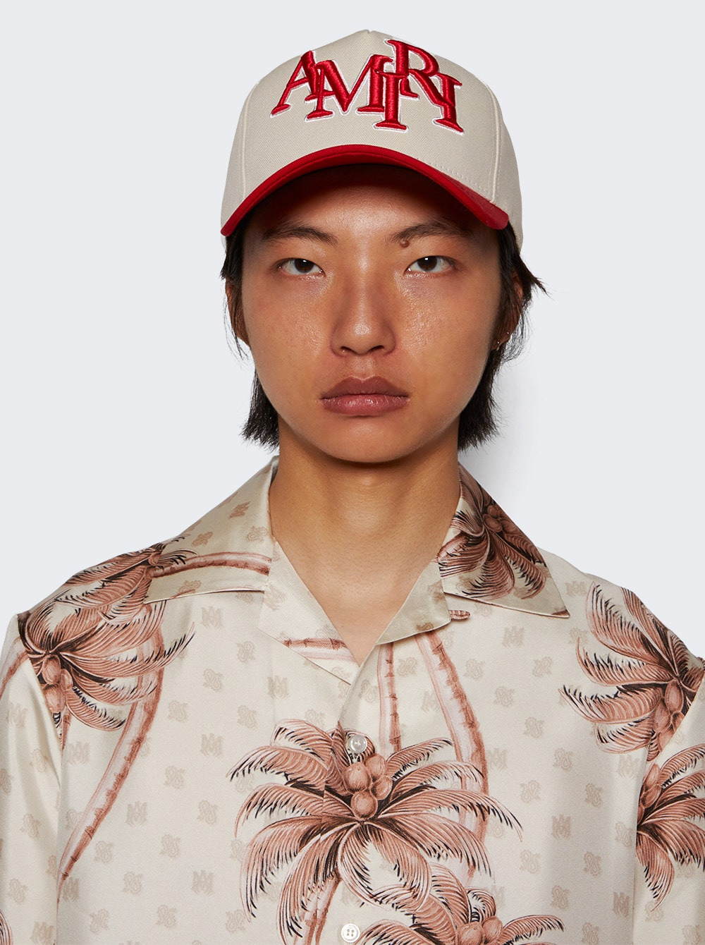 Staggered Logo Canvas Hat Alabaster Red - 2