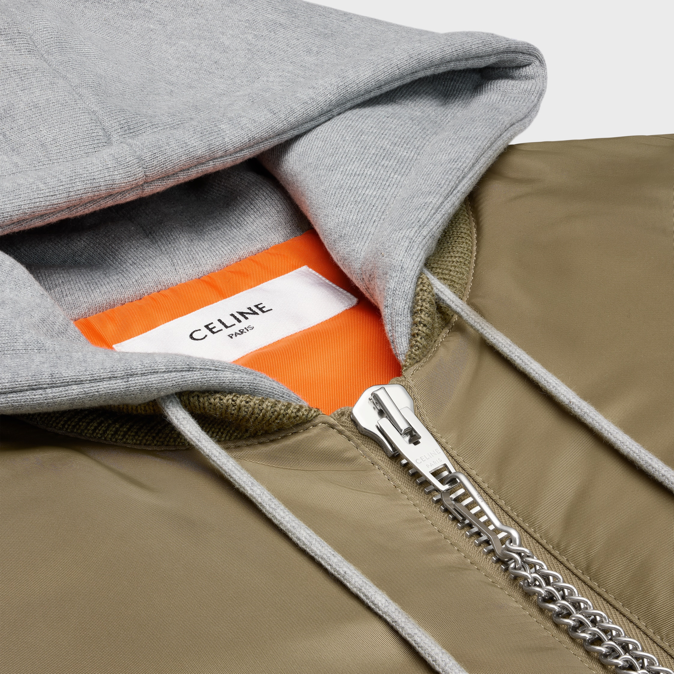 celine hooded bomber jacket in nylon twill - 3