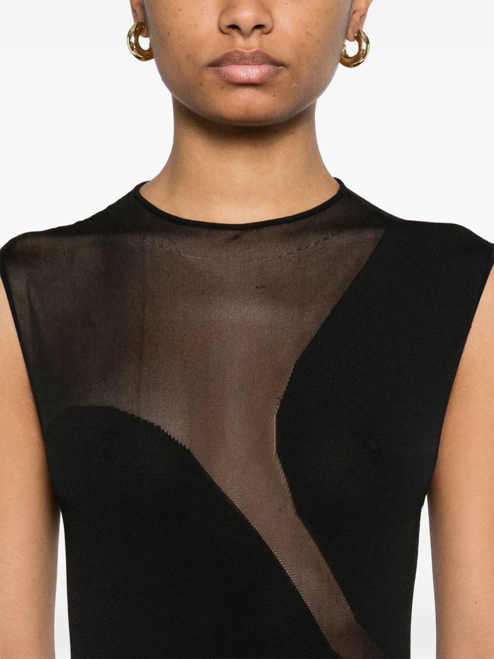 sheer knit maxi dress - 5