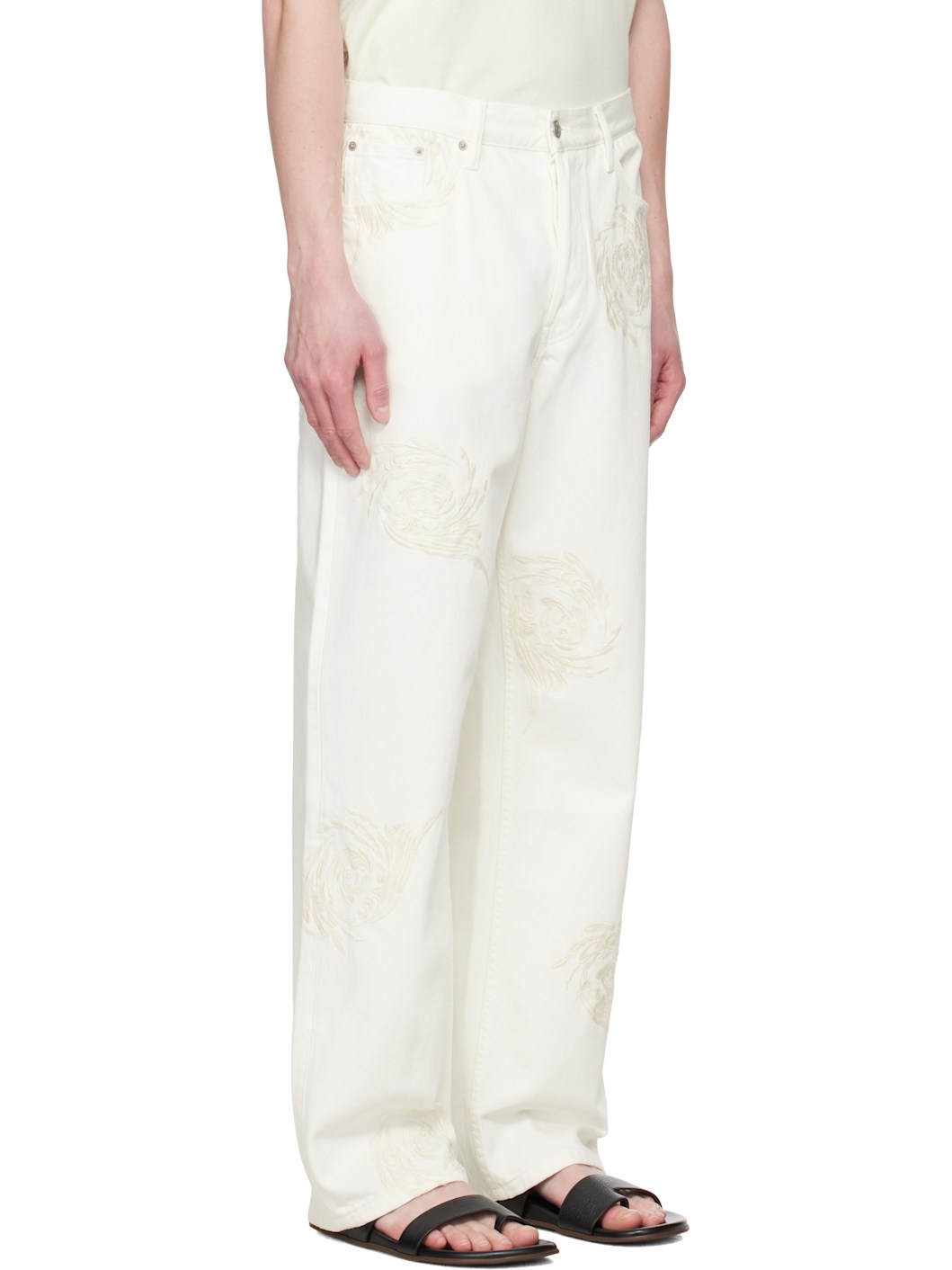 Off-White Embroidered Pattern Jeans - 2