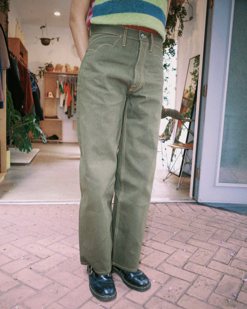 Type 00 13.5oz Selvedge Bull Denim - Olive 2