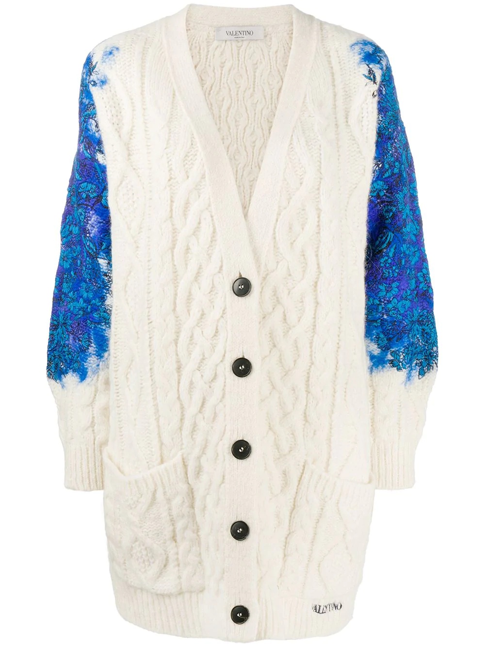 floral print long cardigan - 1