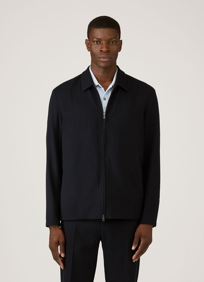 Light Textured Wool Harrington Jacket 2