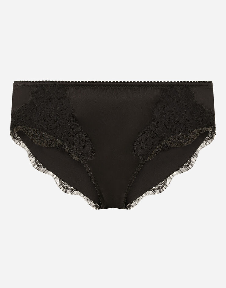 Satin briefs with lace detailing - 1
