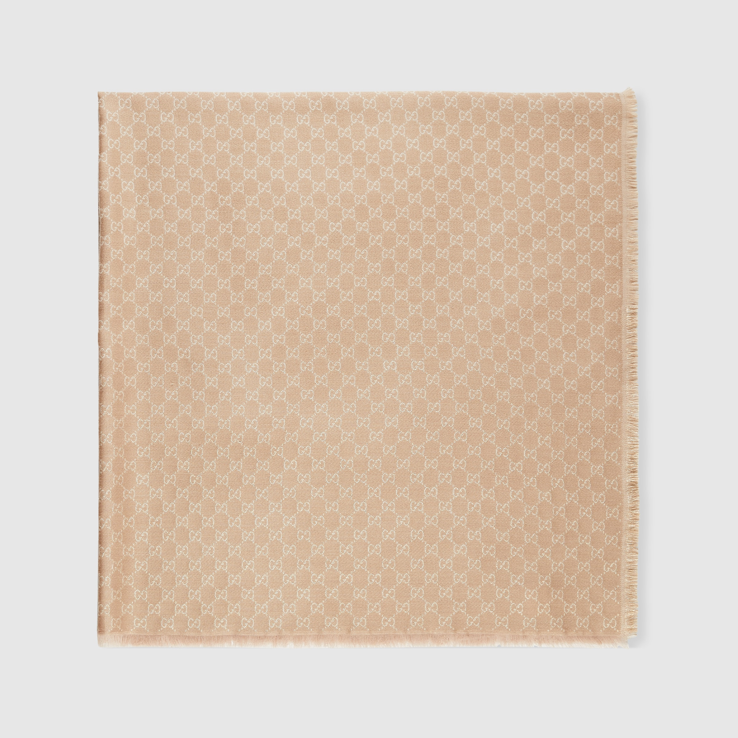 Printed GG cotton wool lamé shawl - 2