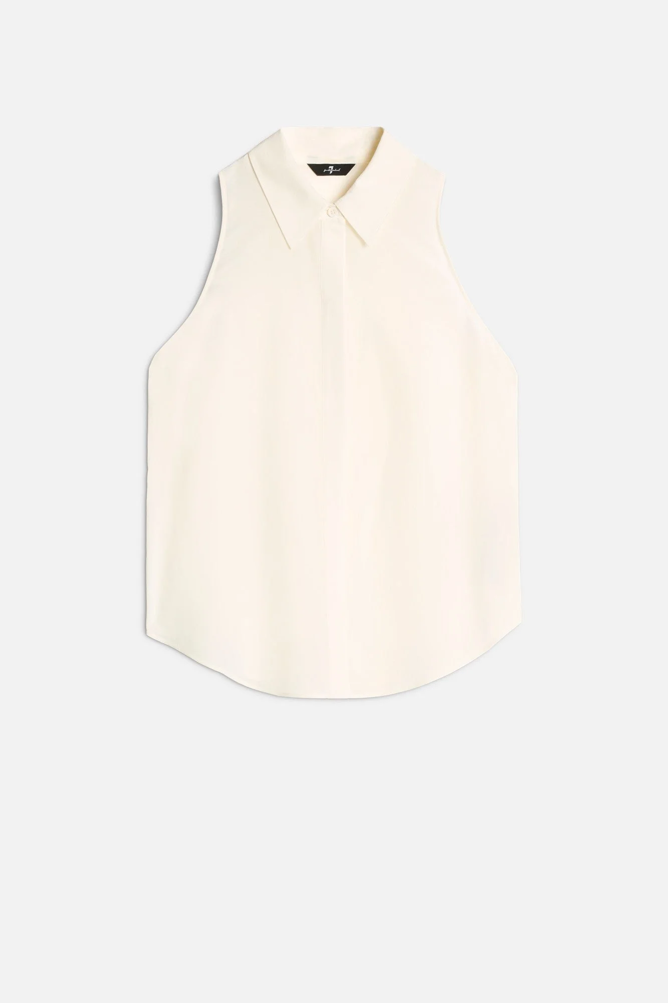 Sleeveless Silk Button Down in Ivory - 1