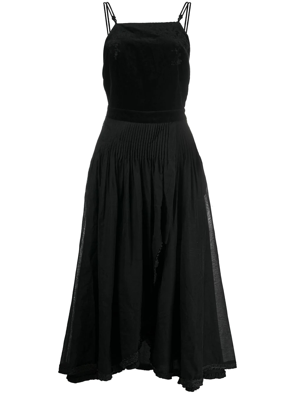 velvet panel midi dress - 1