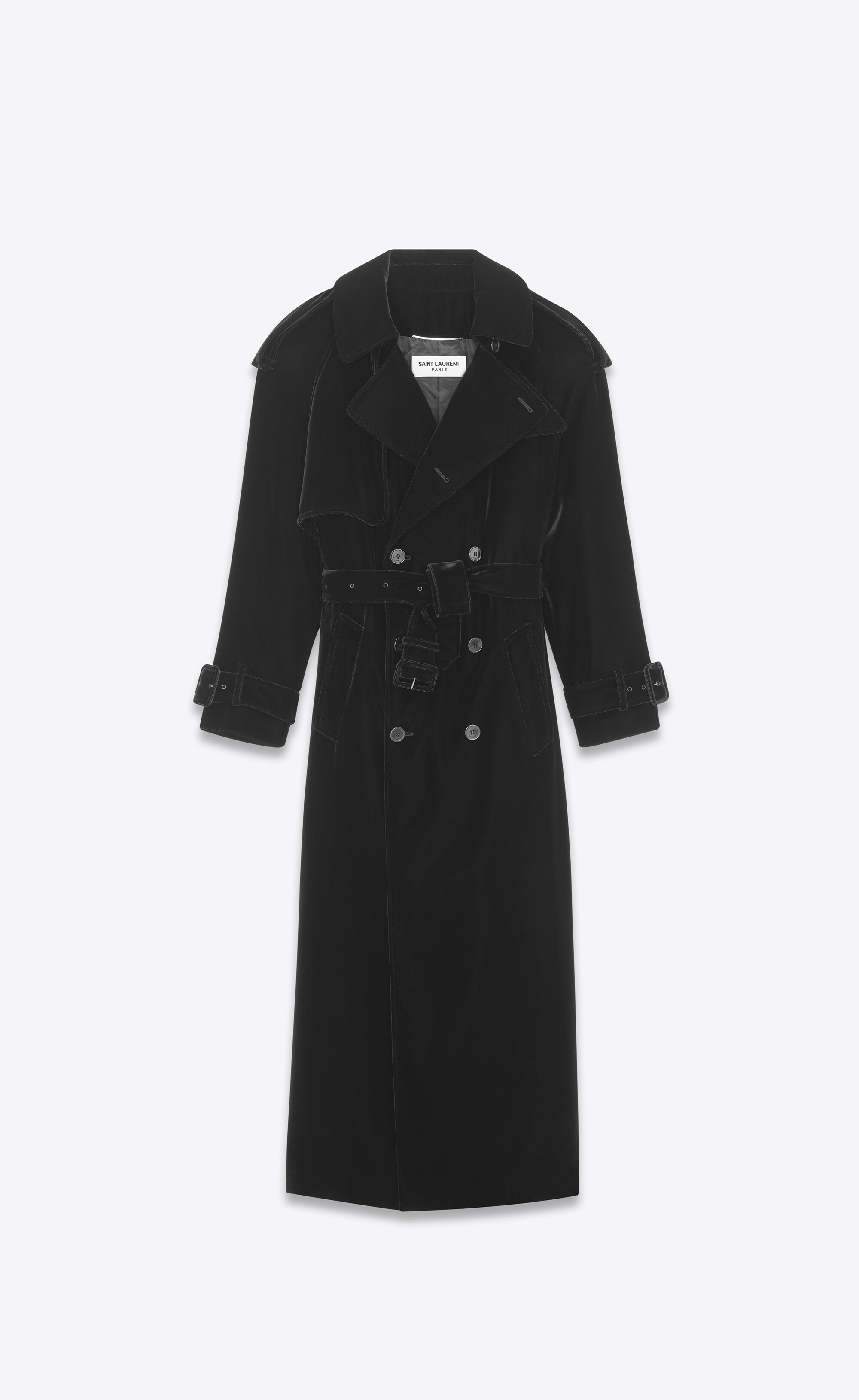 trench coat in velvet - 1