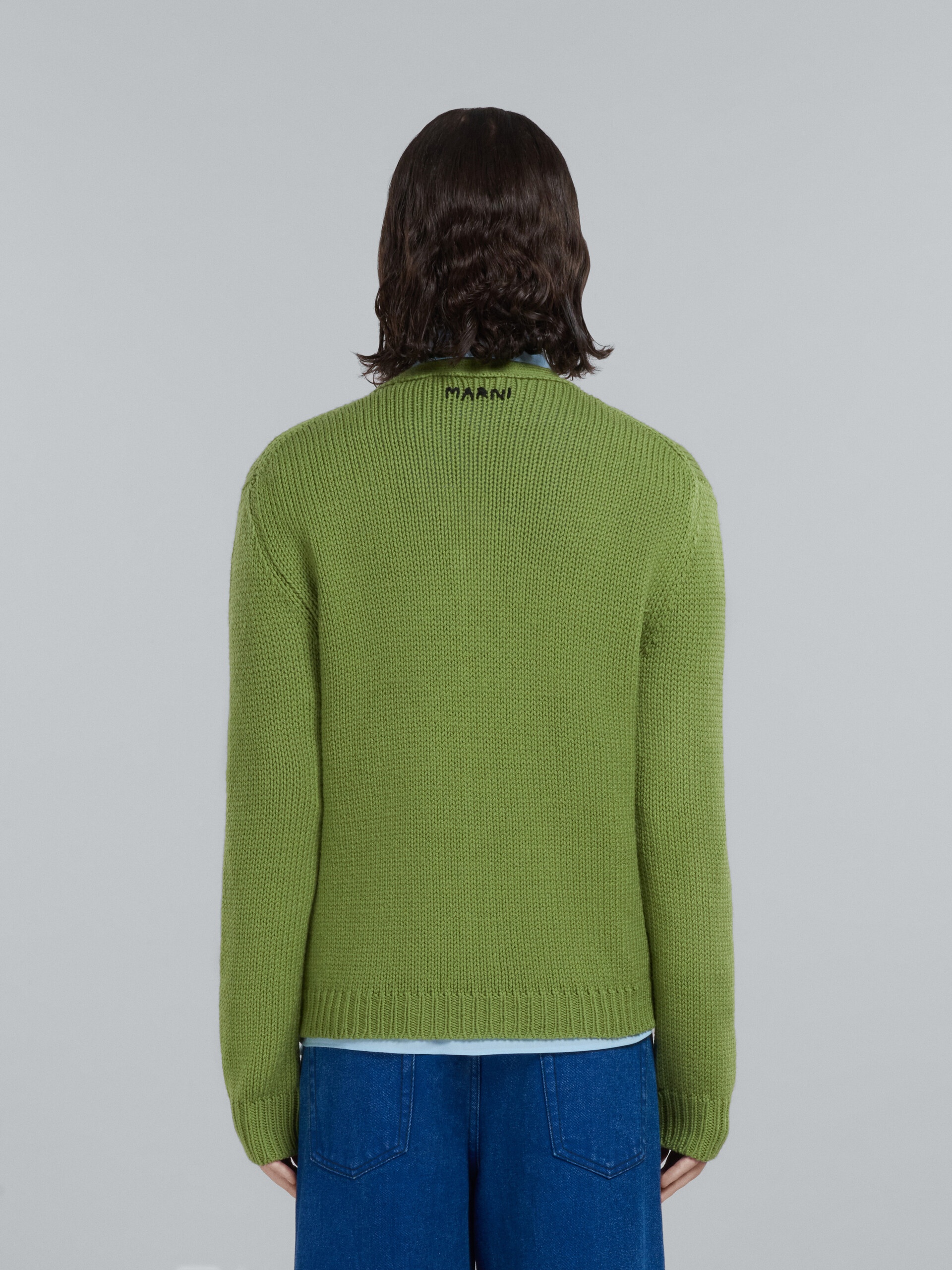 GREEN WOOL CARDIGAN - 3