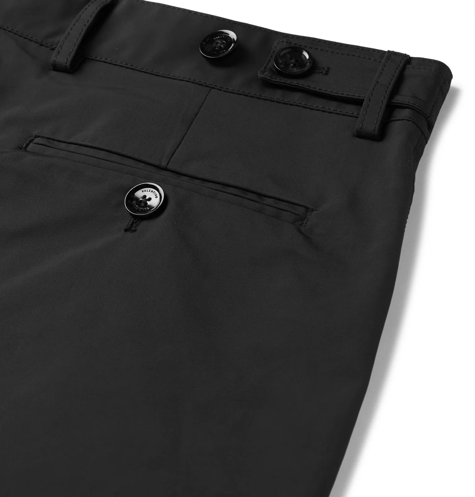 Black Tapered Pleated Tech-Twill Trousers - 6