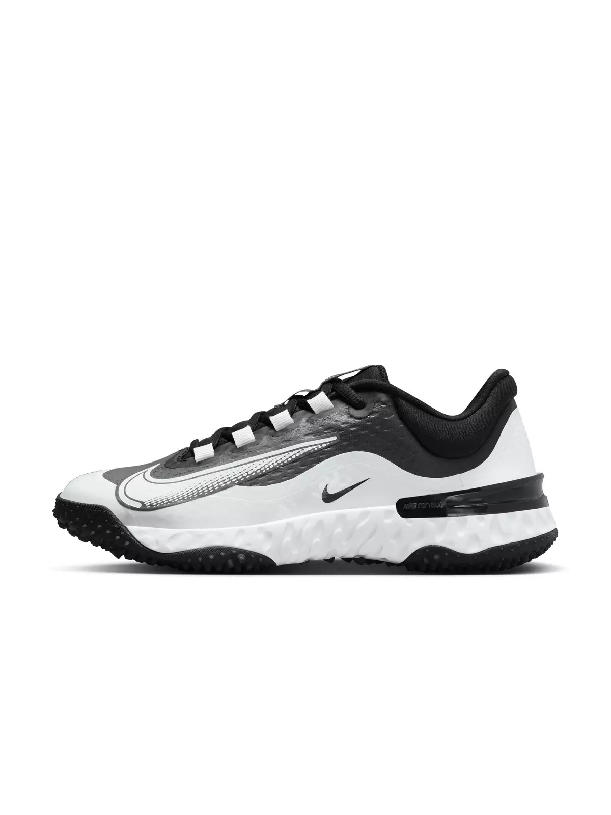 Alpha Huarache Elite 4 Turf "Black/White/Iron Grey" Women's Softball Shoe - 2