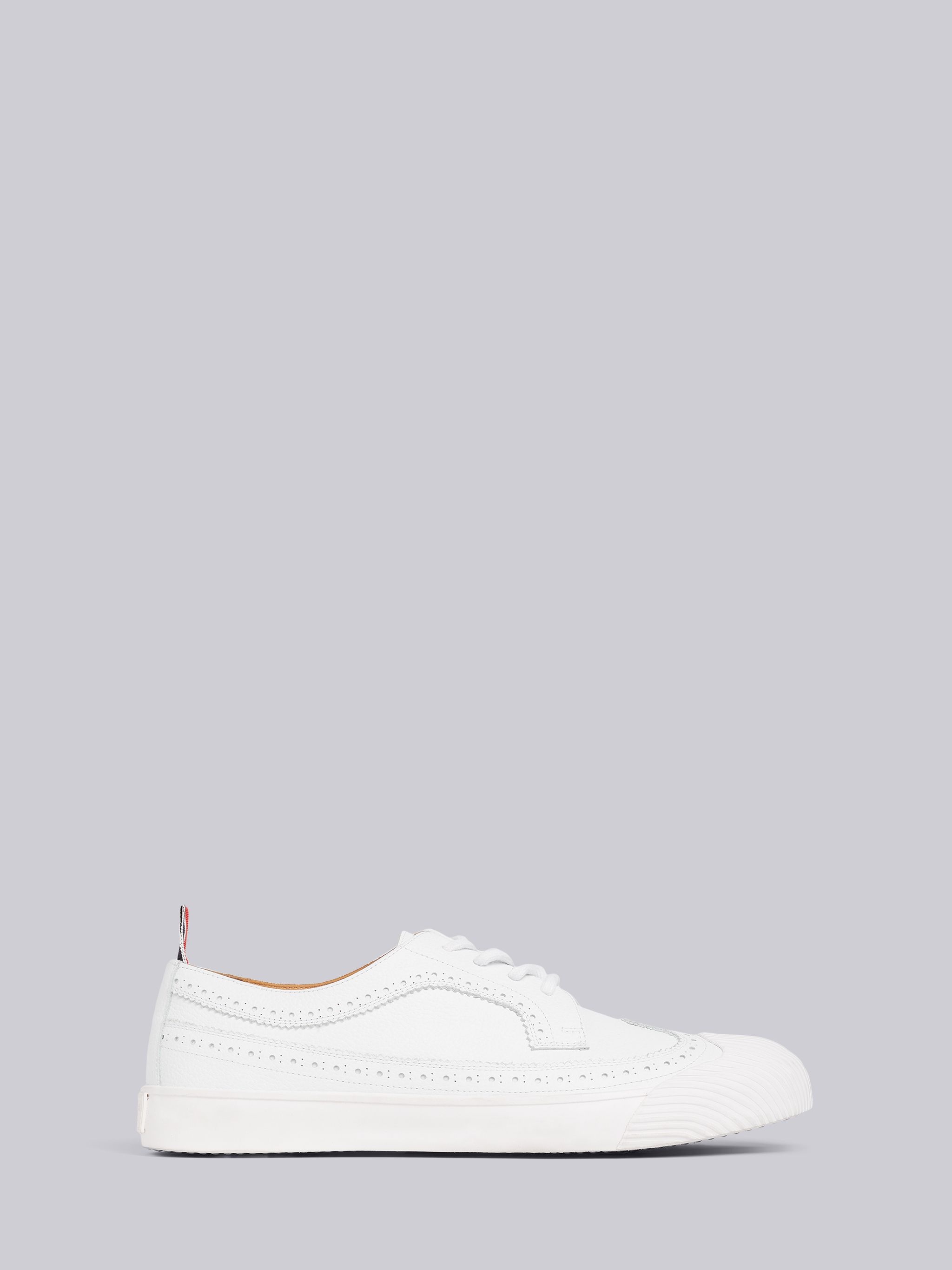 White Pebbled Calfskin Longwing Brogue Trainer - 1