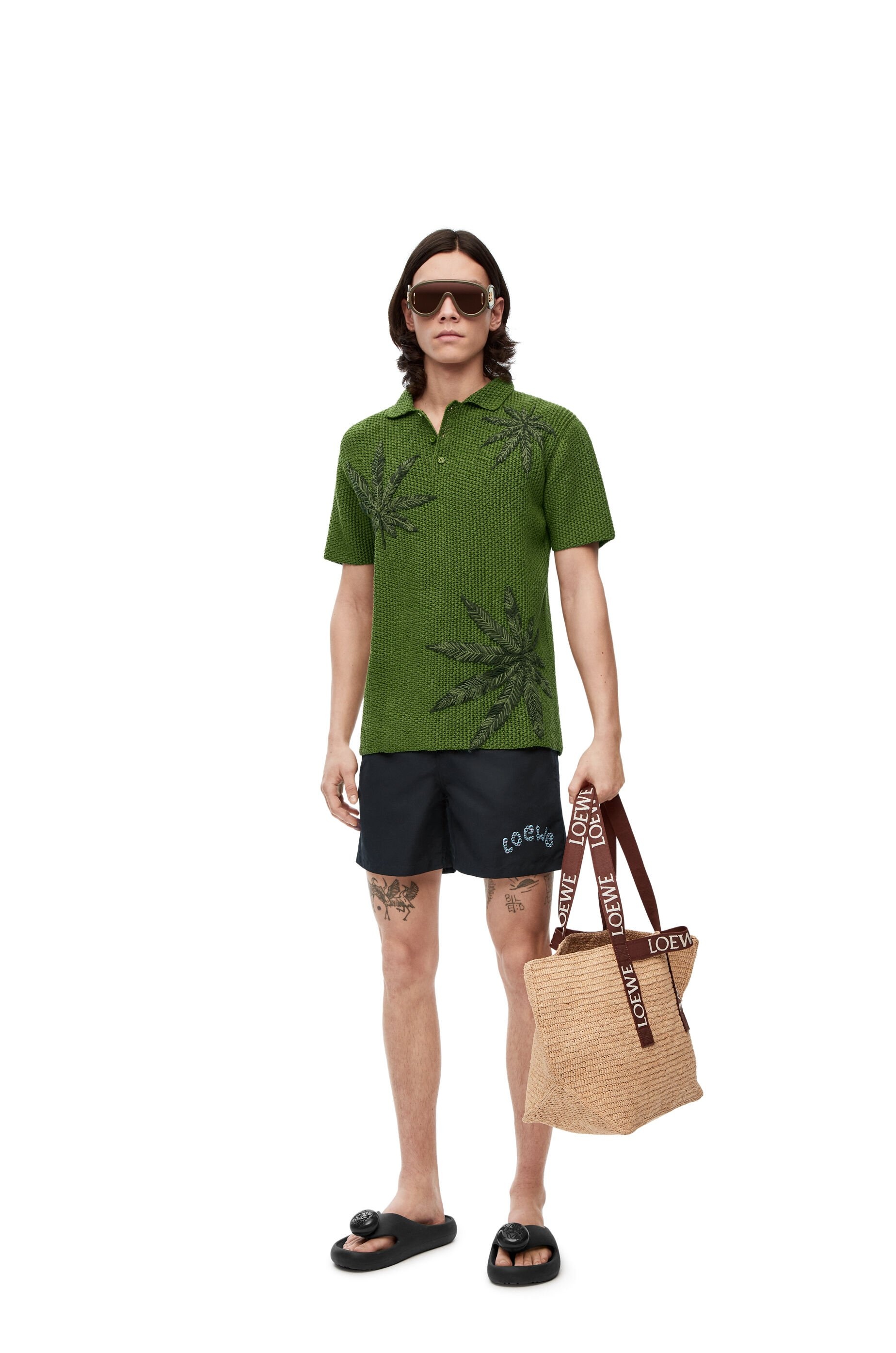 Leaf patch polo top in cotton - 2