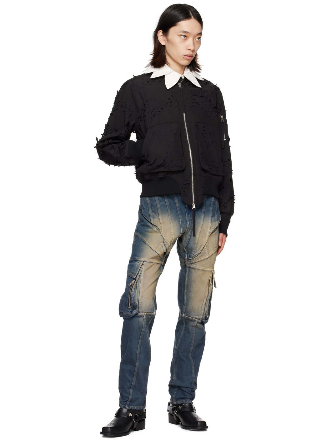 Black Floral Bomber Jacket - 5
