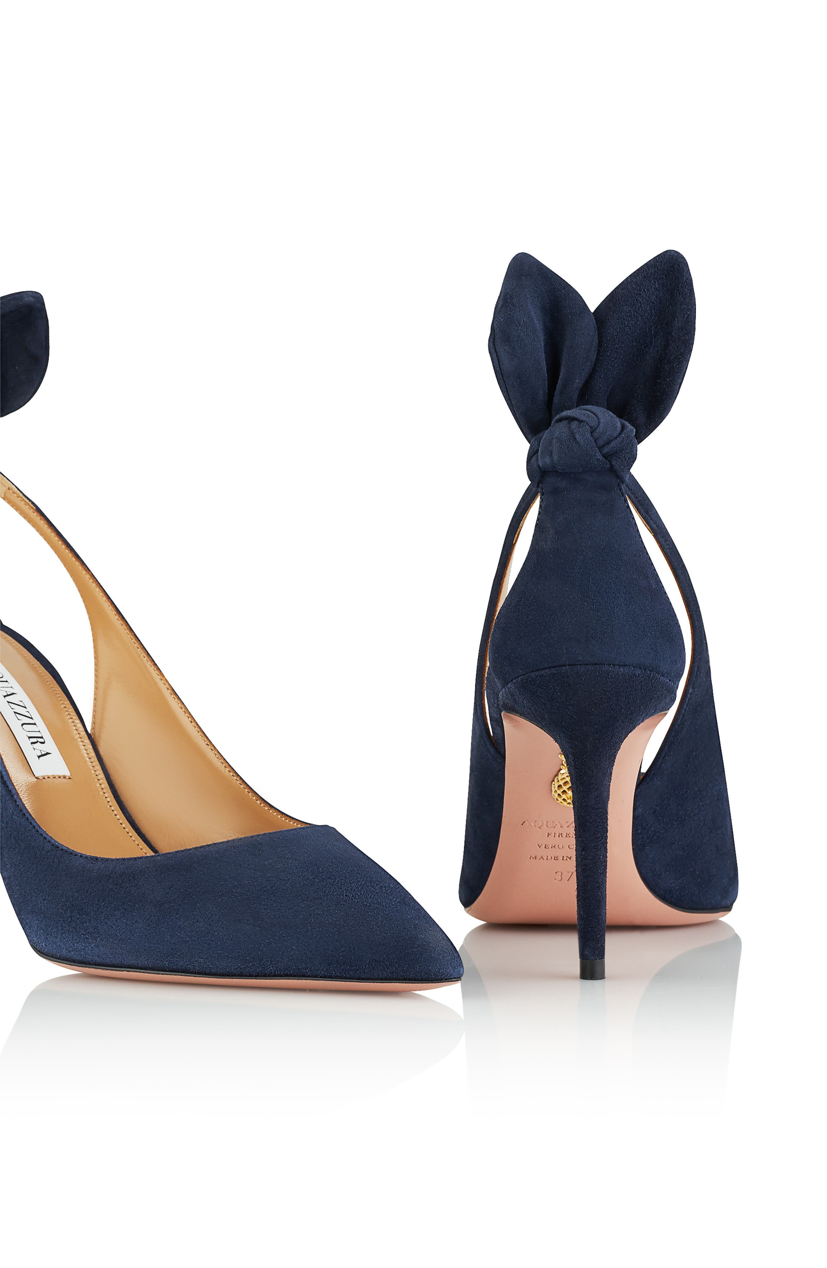 Aquazzura Bow Tie Pointed Toe Pump in Mezzanotte at Nordstrom - 6