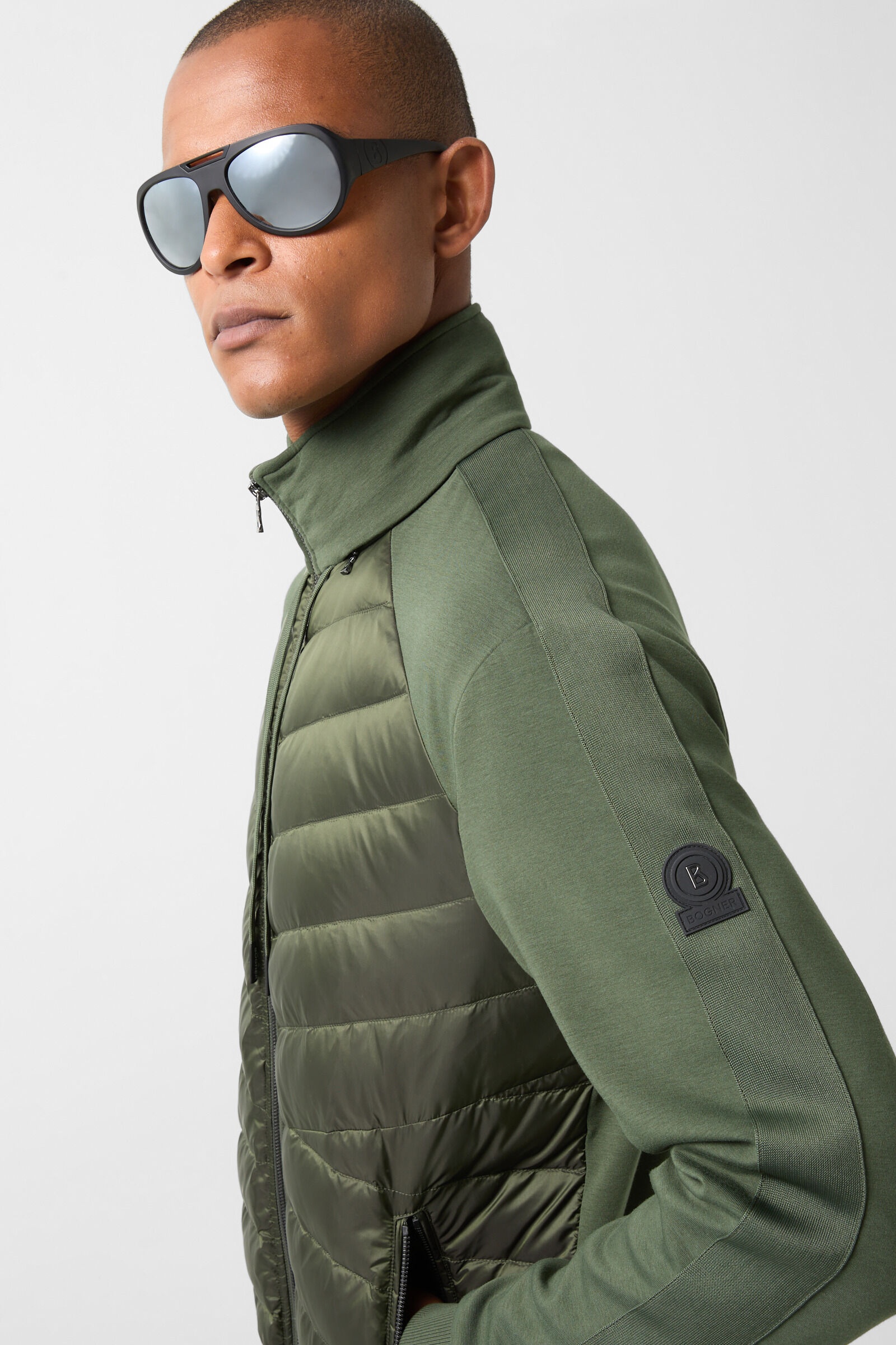 Baker Down sweatshirt jacket in Olive green - 7