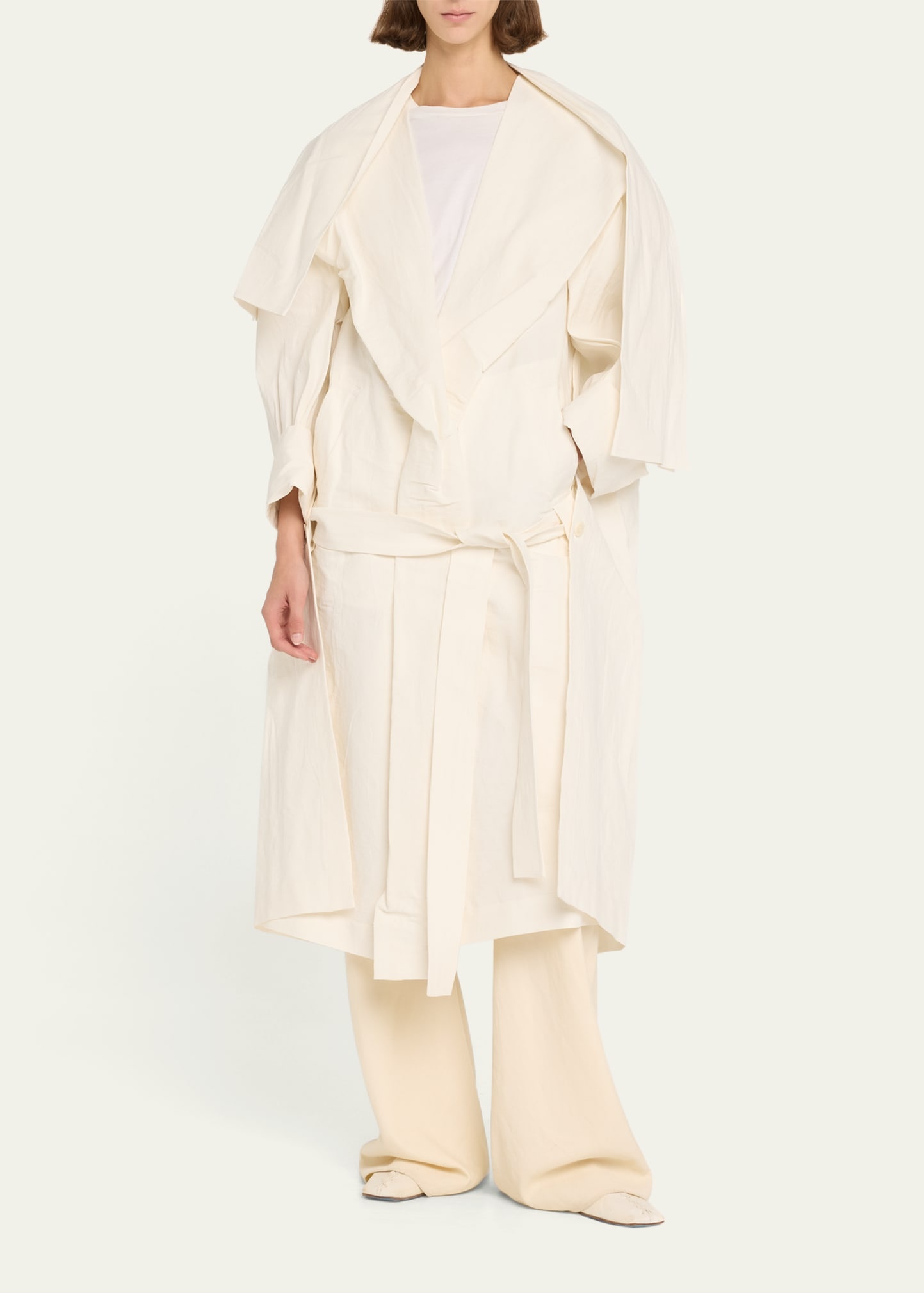 Enclothe Oversized Self-Tie Paper Trench Coat - 2