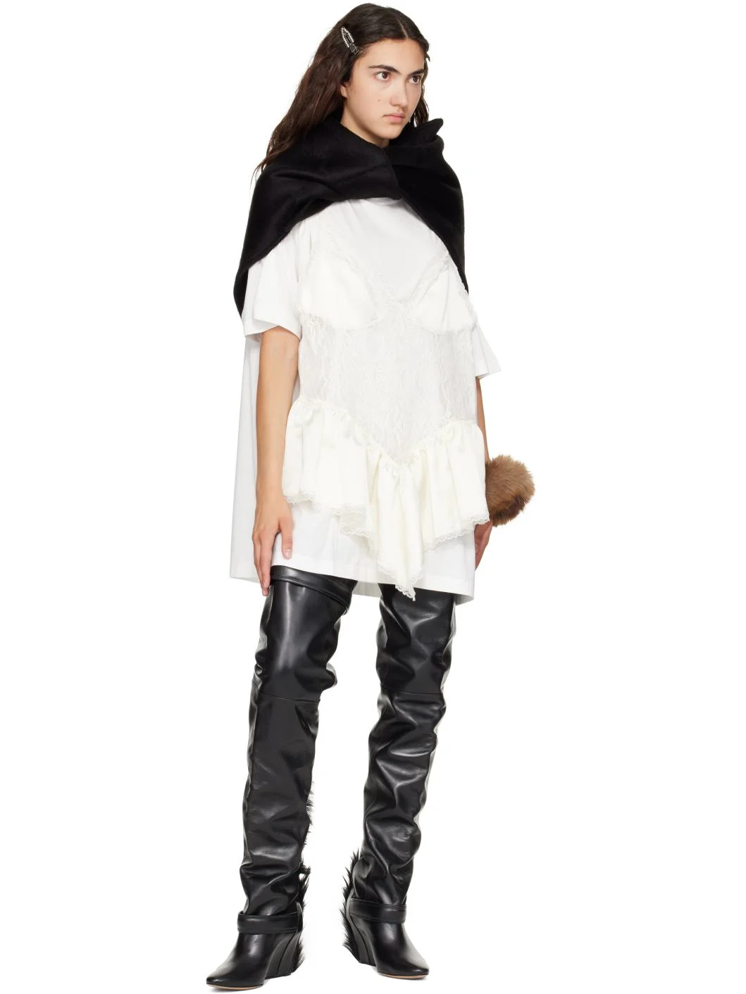 Black Woven Triangle Scarf - 1