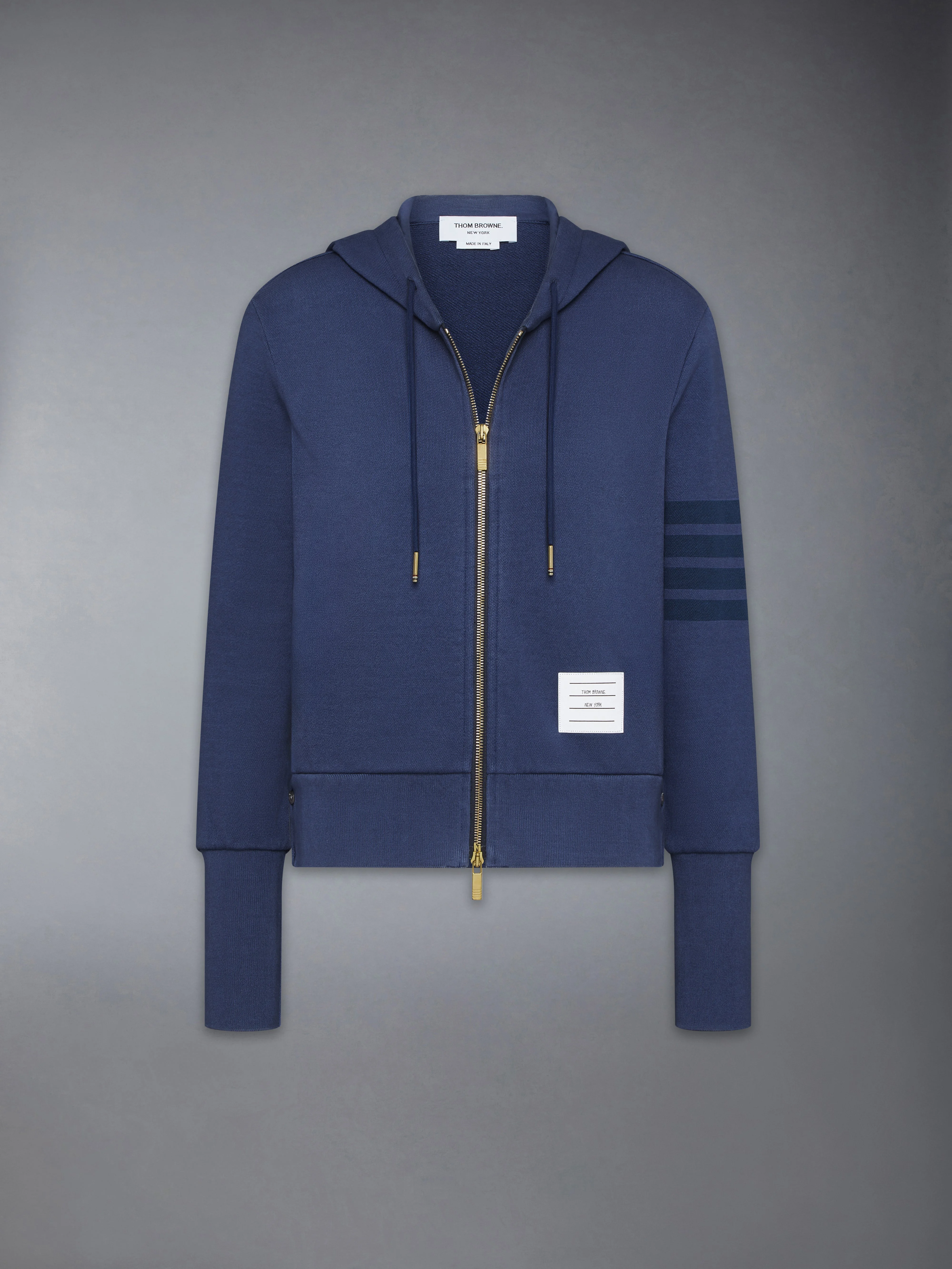 LOOPBACK 4-BAR SHRUNKEN HOODIE - 1