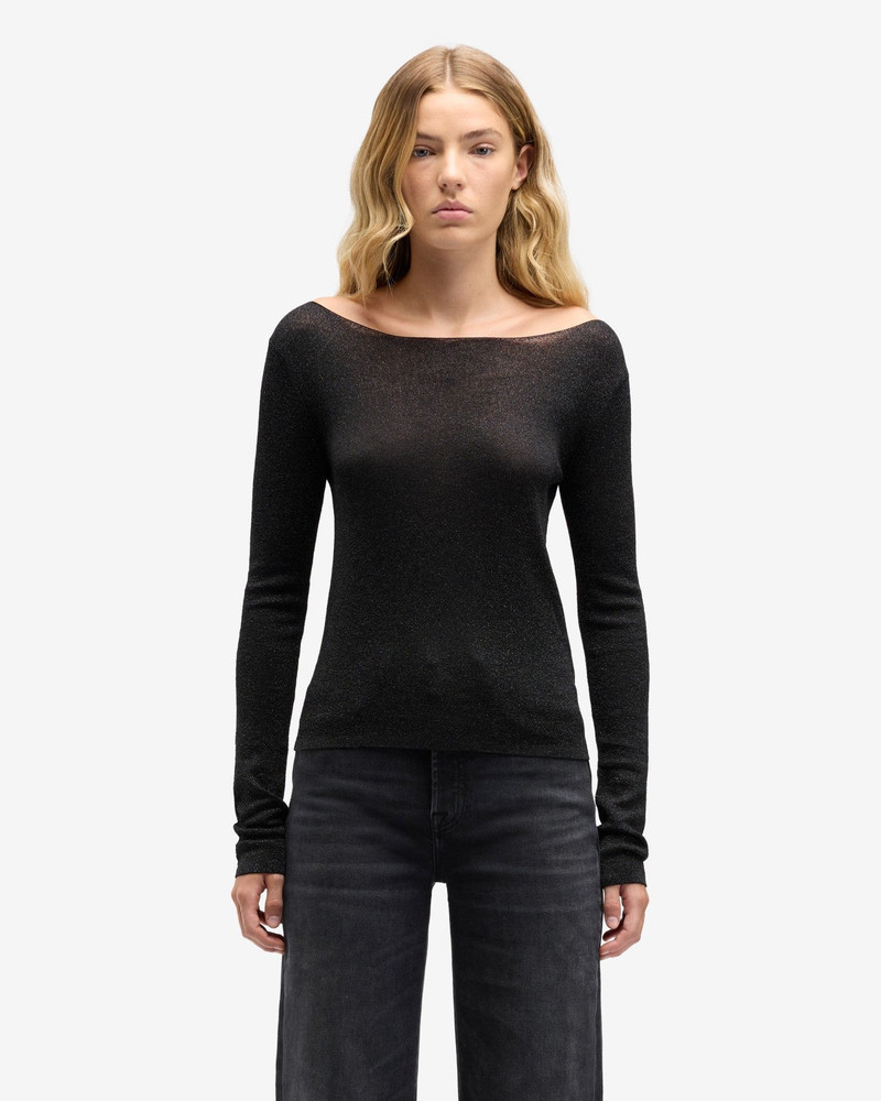 7 For All Mankind Boatneck Sweater in Black Lurex outlook