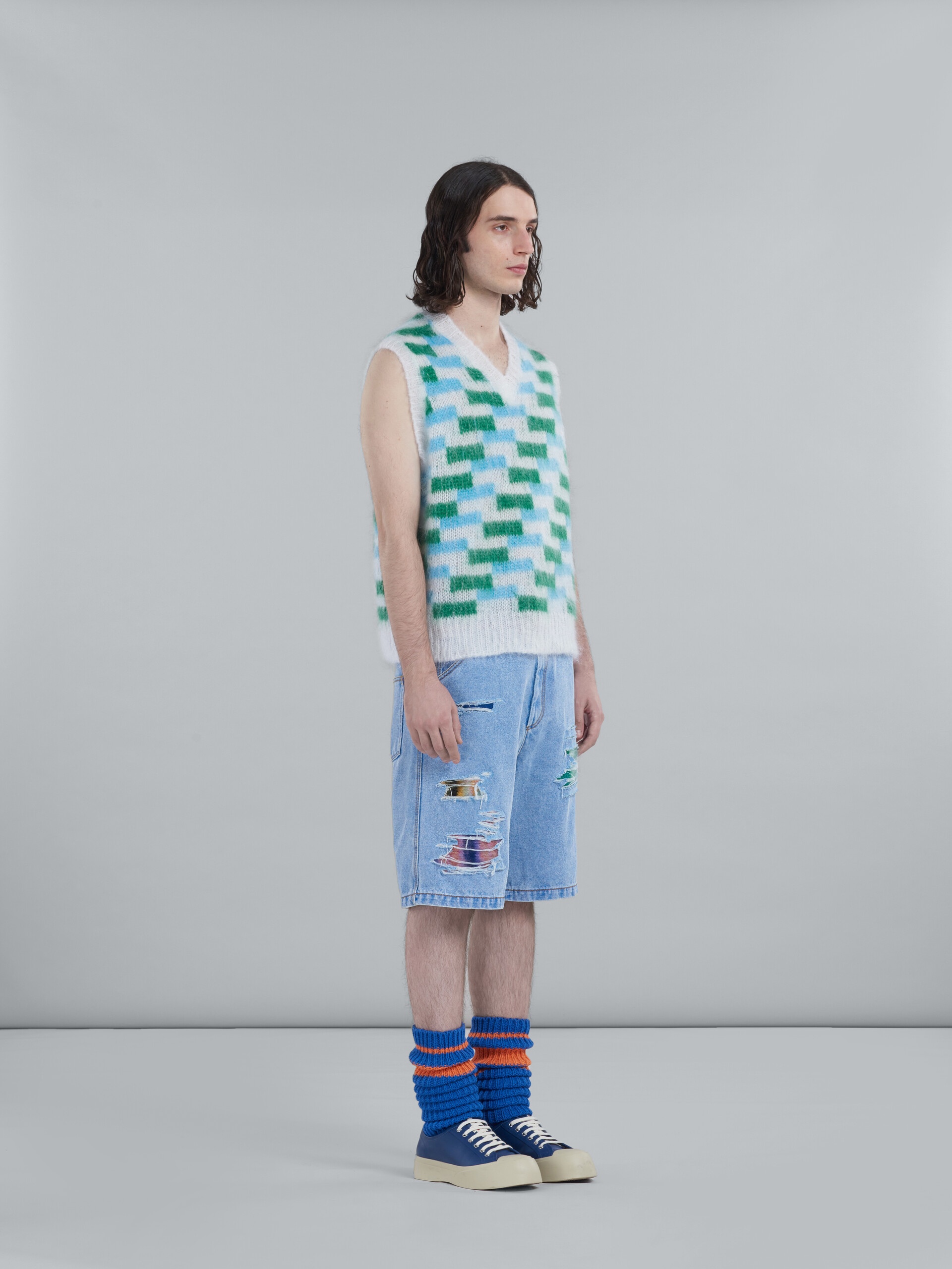 MULTICOLOR MOHAIR VEST WITH INLAYS - 5