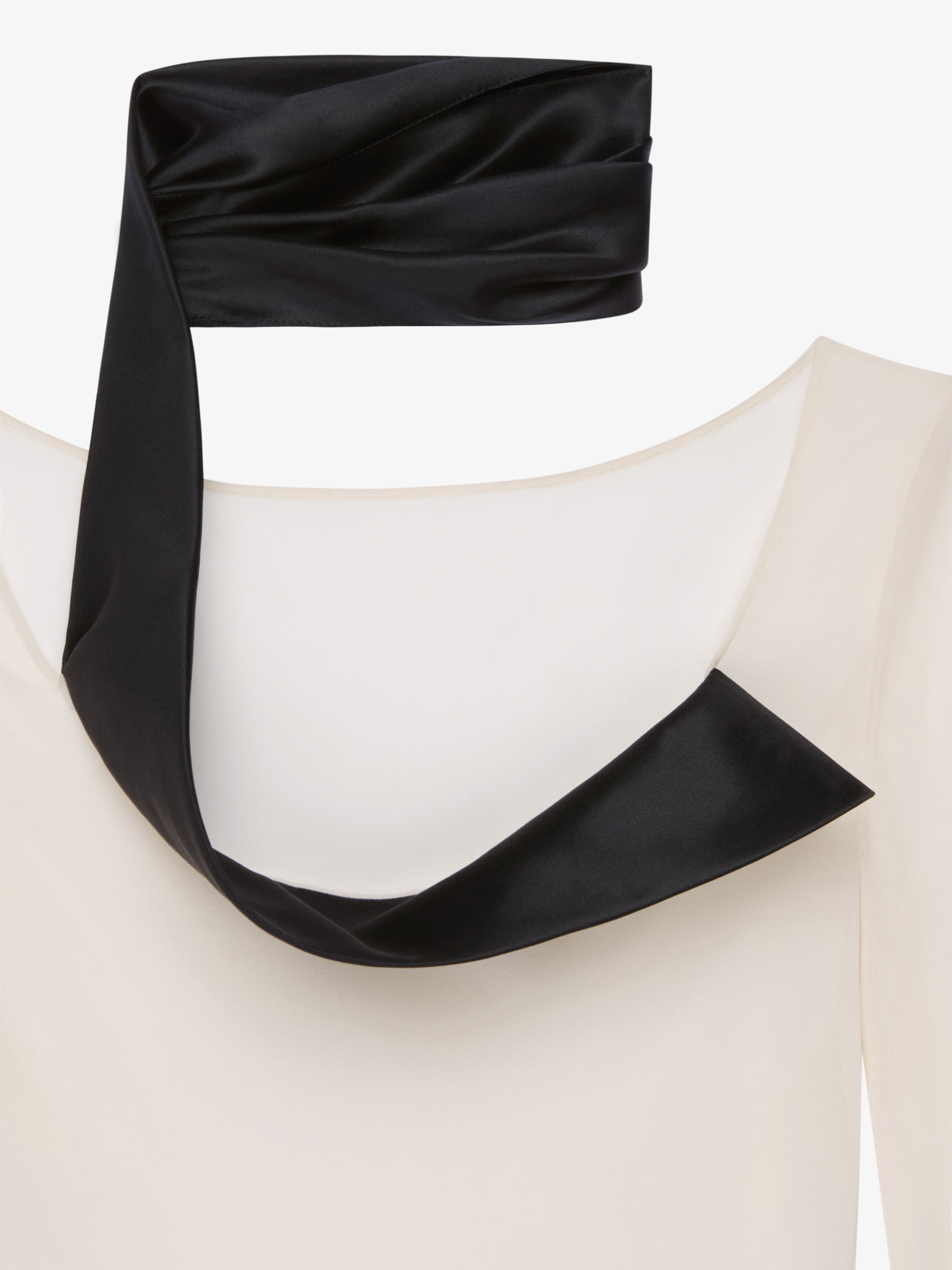BLOUSE IN SILK GEORGETTE WITH SWALLOW COLLAR - 5