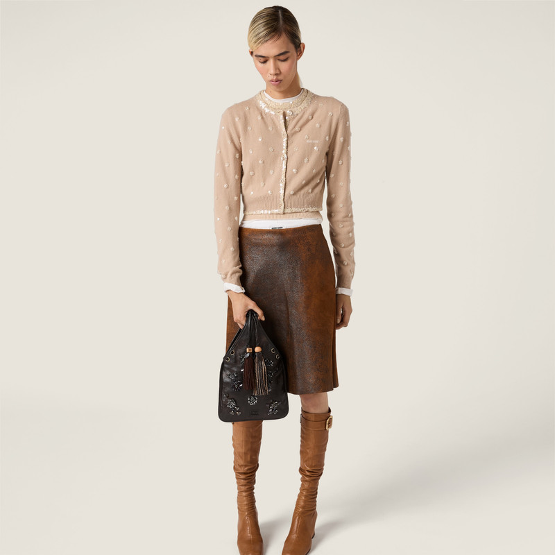 Embroidered nappa leather handbag 2
