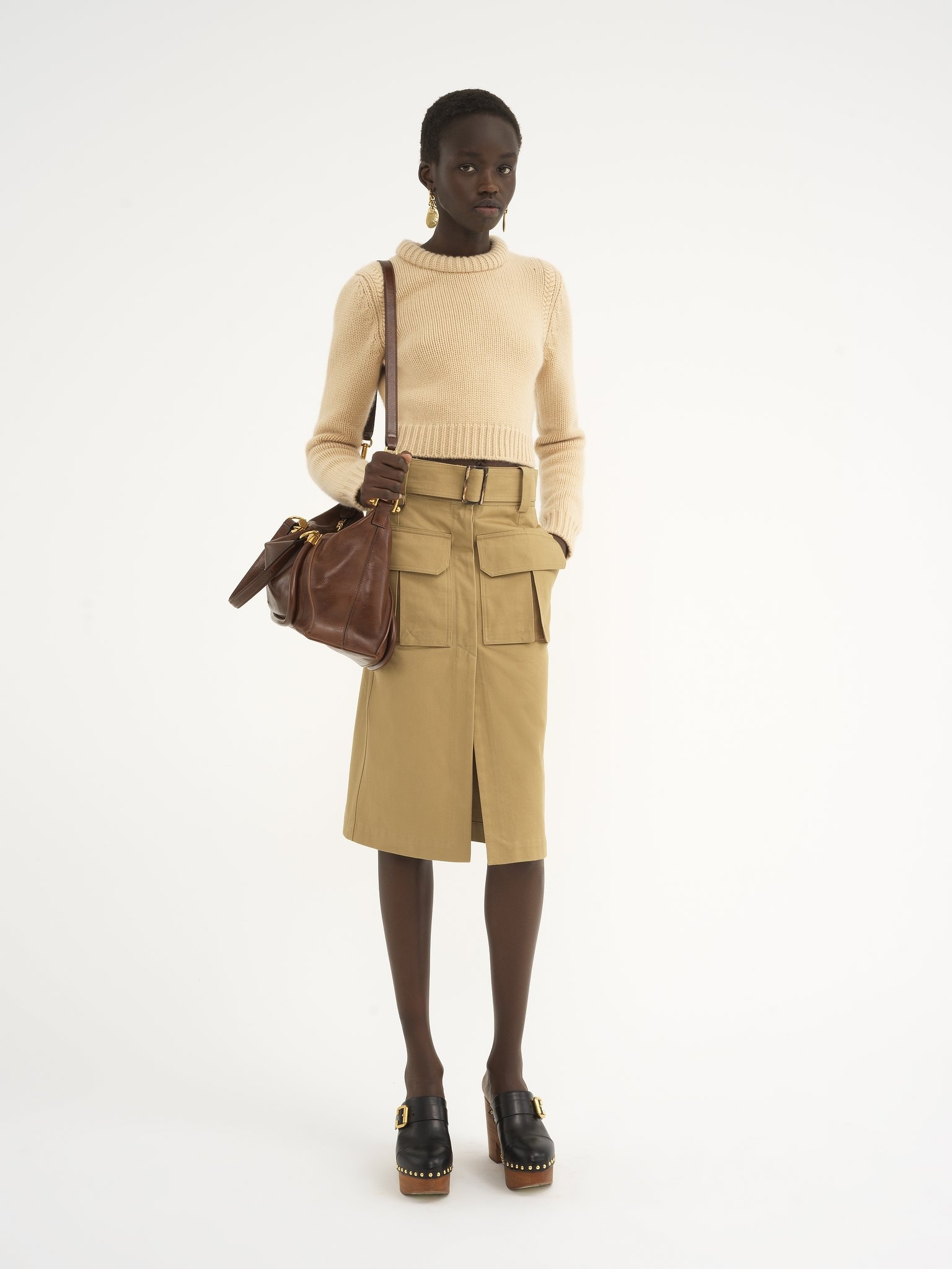 CROPPED SWEATER IN CASHMERE BLEND - 3