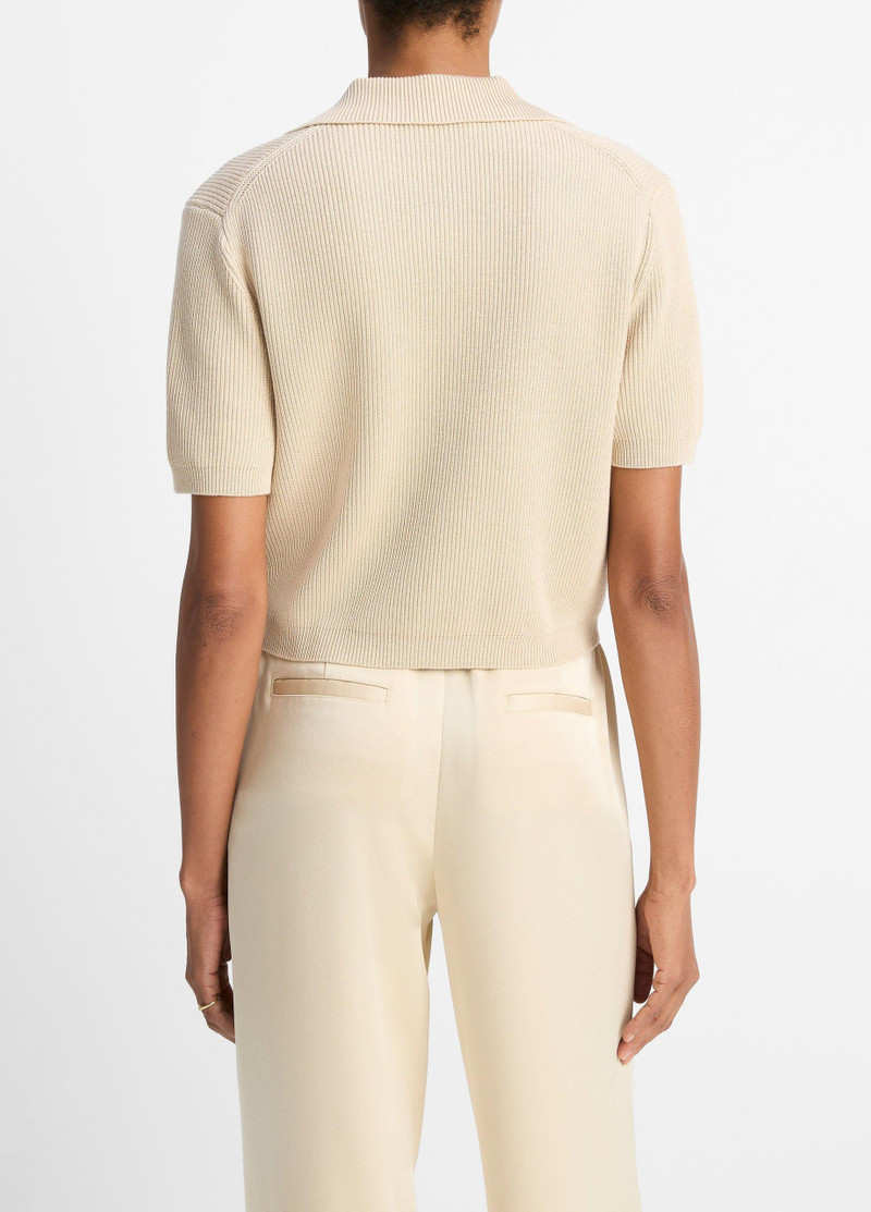 Vince Ribbed Silk-Cotton Polo Sweater outlook