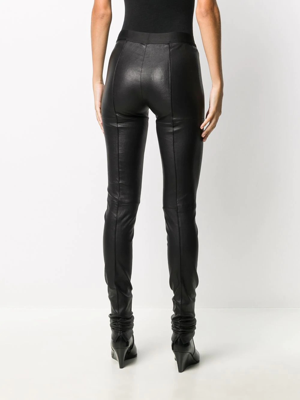 high-waisted leather leggings - 4