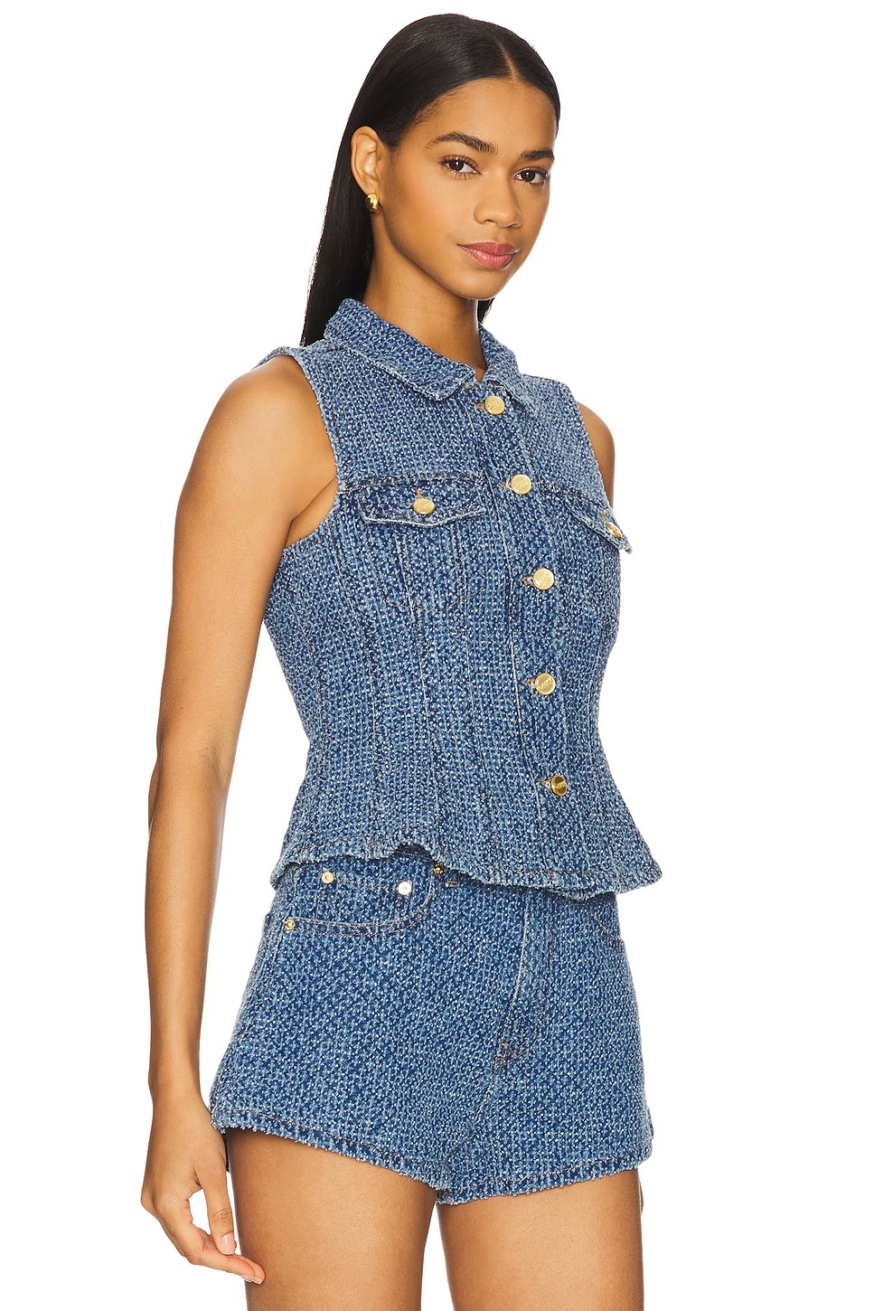 Fluffy Denim Fitted Top - 2