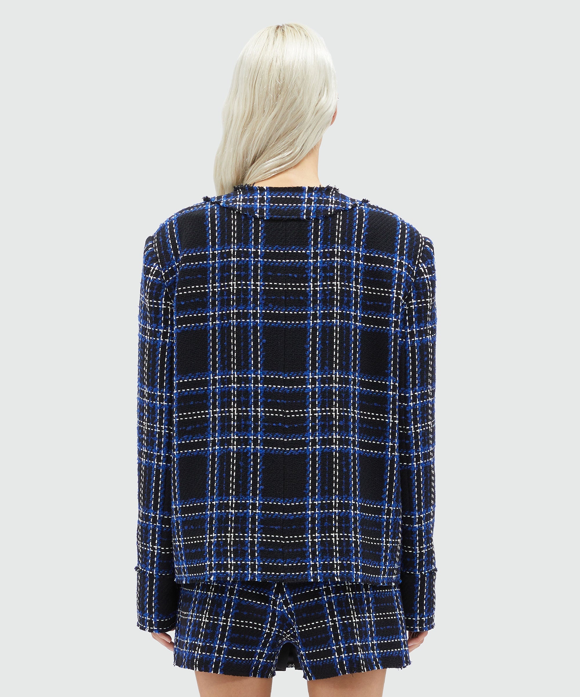 Cotton tweed black tartan jacket - 3