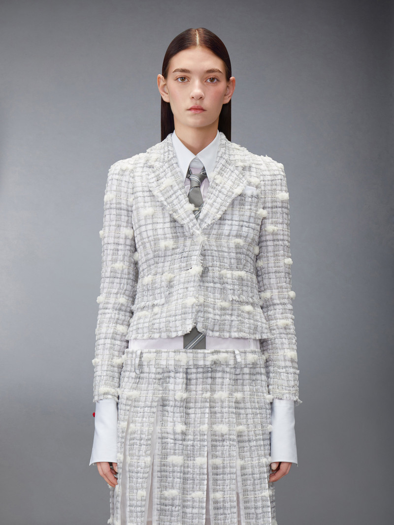 Thom Browne REPP STRIPE POUF TWEED CROPPED JACKET outlook