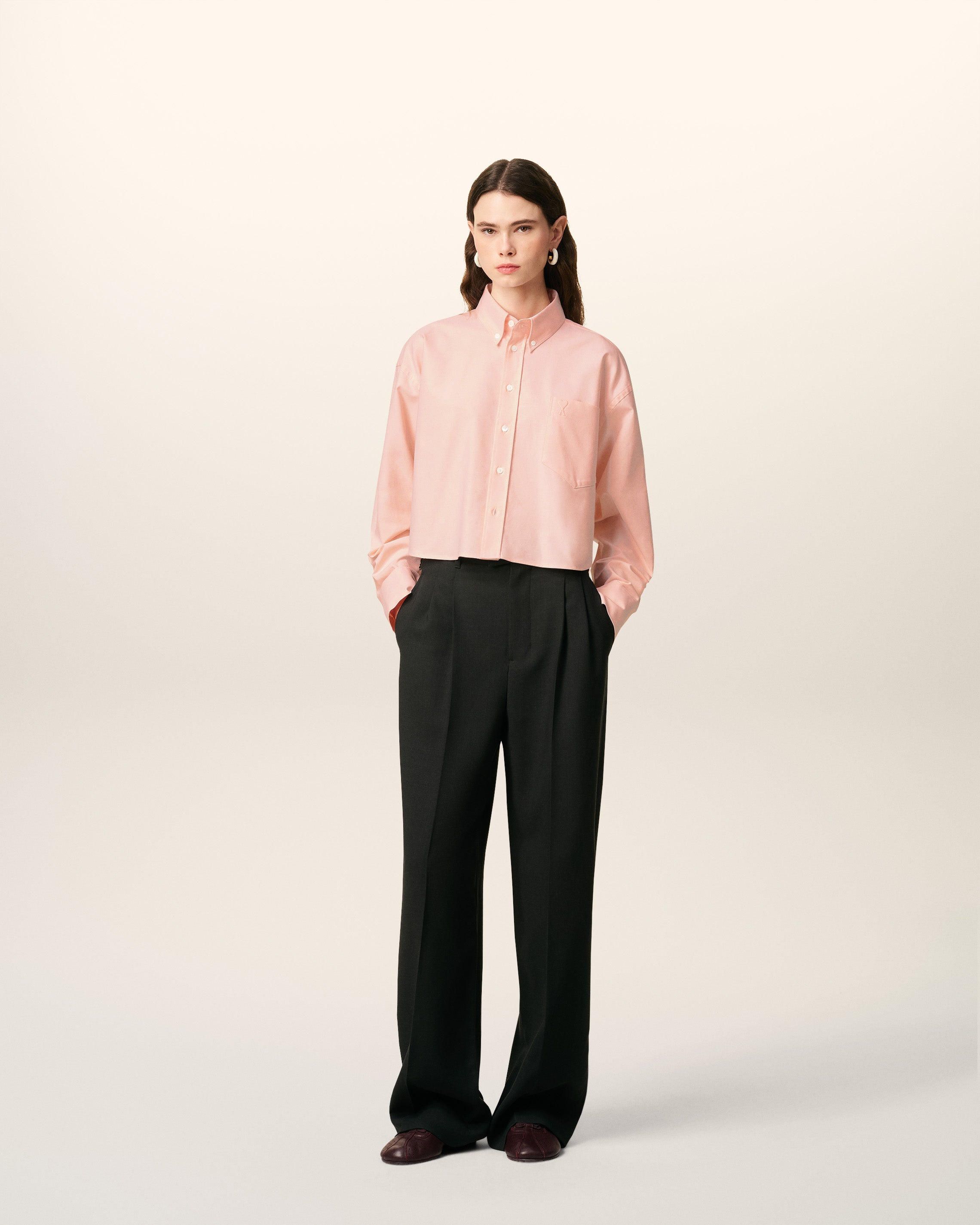 PINK COTTON AMI DE COEUR CROPPED OVERSIZED SHIRT - 2