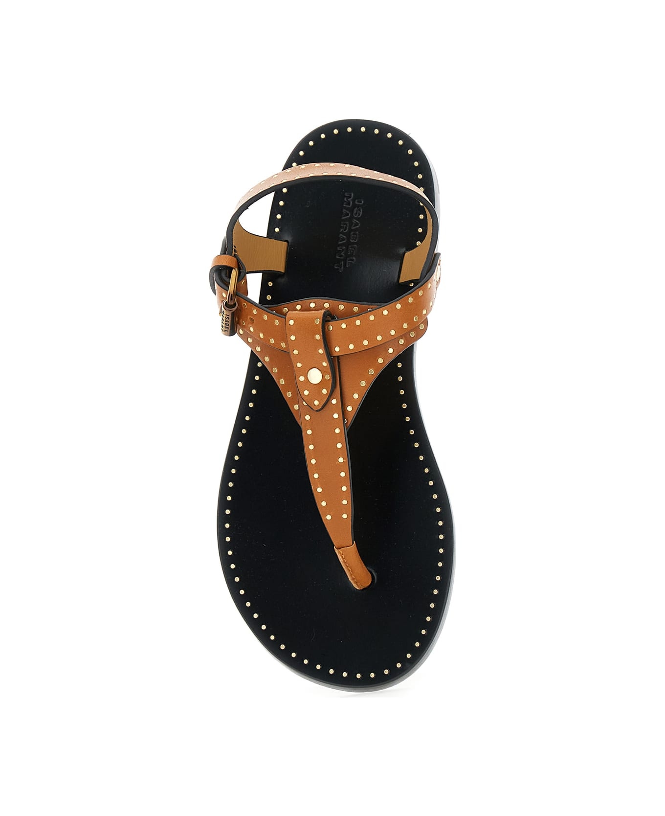 'jooni' Brown Sandals With Buckle Closure And Metal Studs In Leather Woman - 4