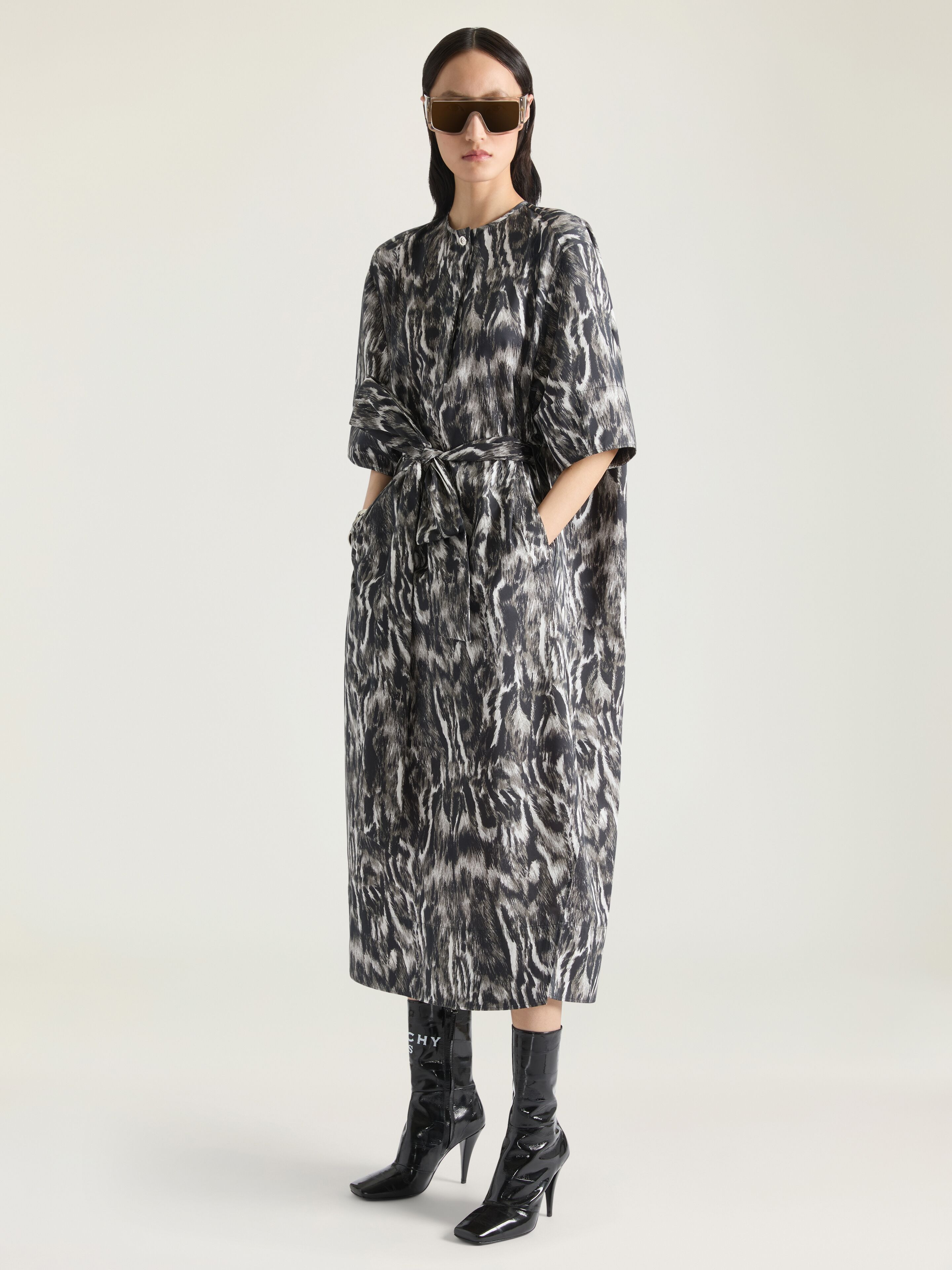 COCOON DRESS IN COTTON WITH ANIMAL PRINT - 2
