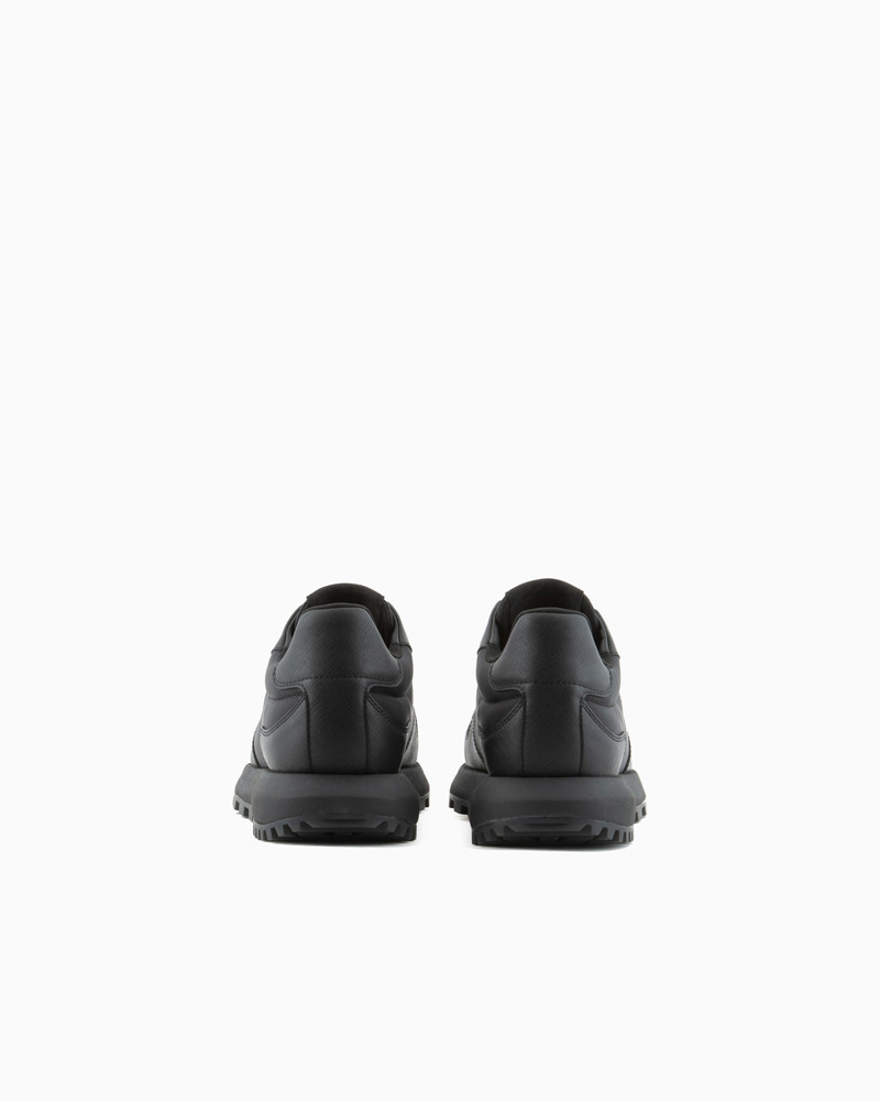 EMPORIO ARMANI ASV recycled nylon sneakers with regenerated Saffiano details outlook