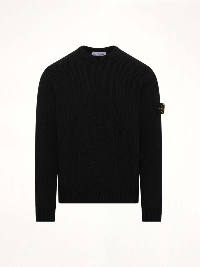 Stone Island 510004 Wool Crew Neck Sweater in Black outlook