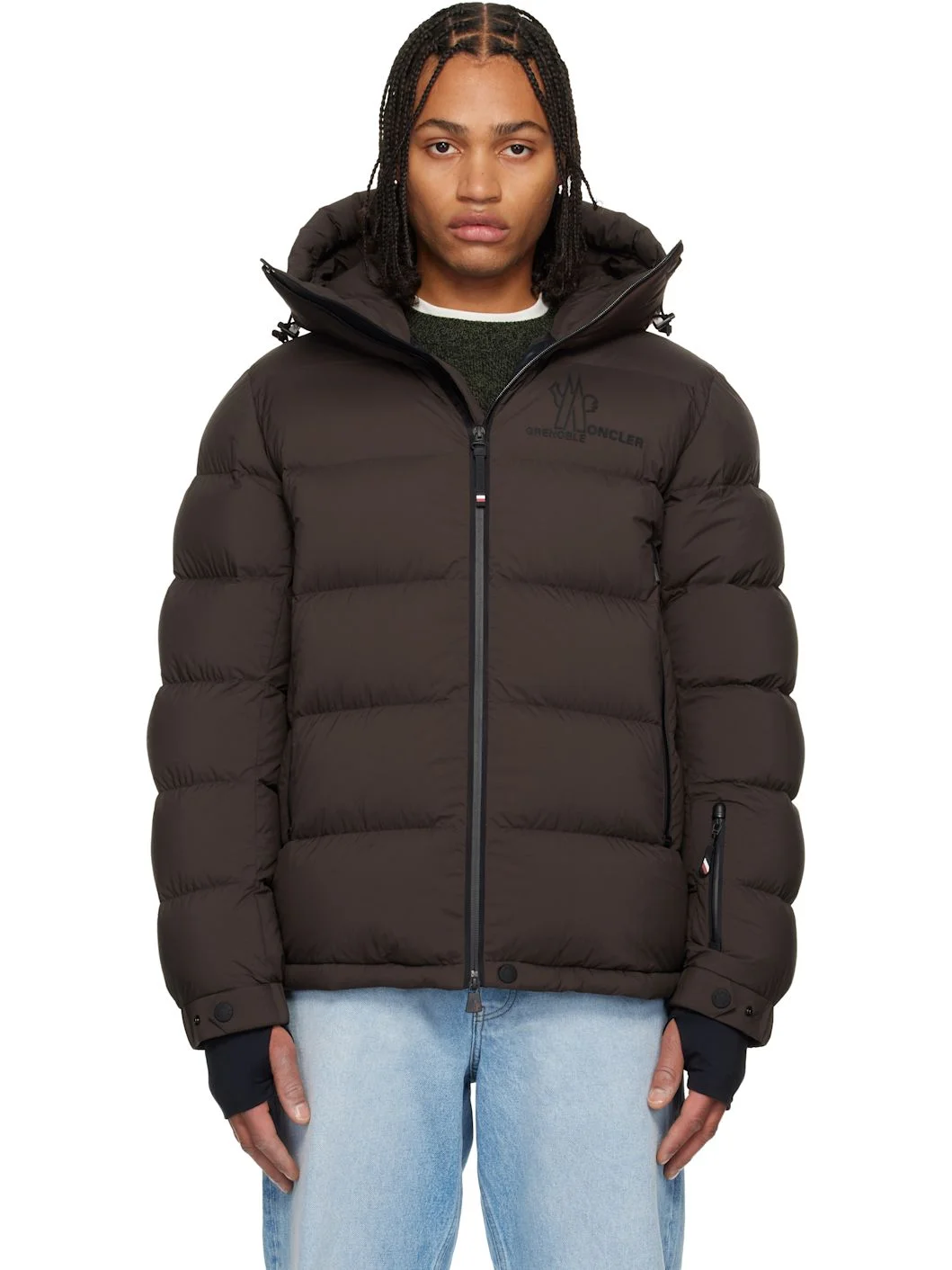 Brown Isorno Hooded Down Ski Jacket - 1