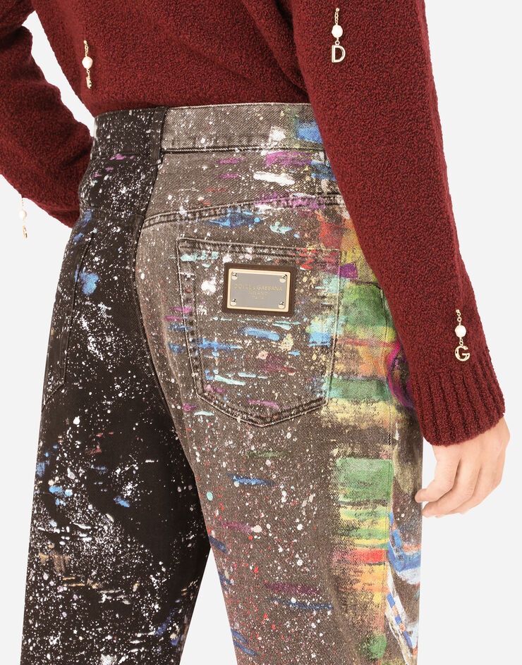 Oversize jeans with plated multi-colored print - 5