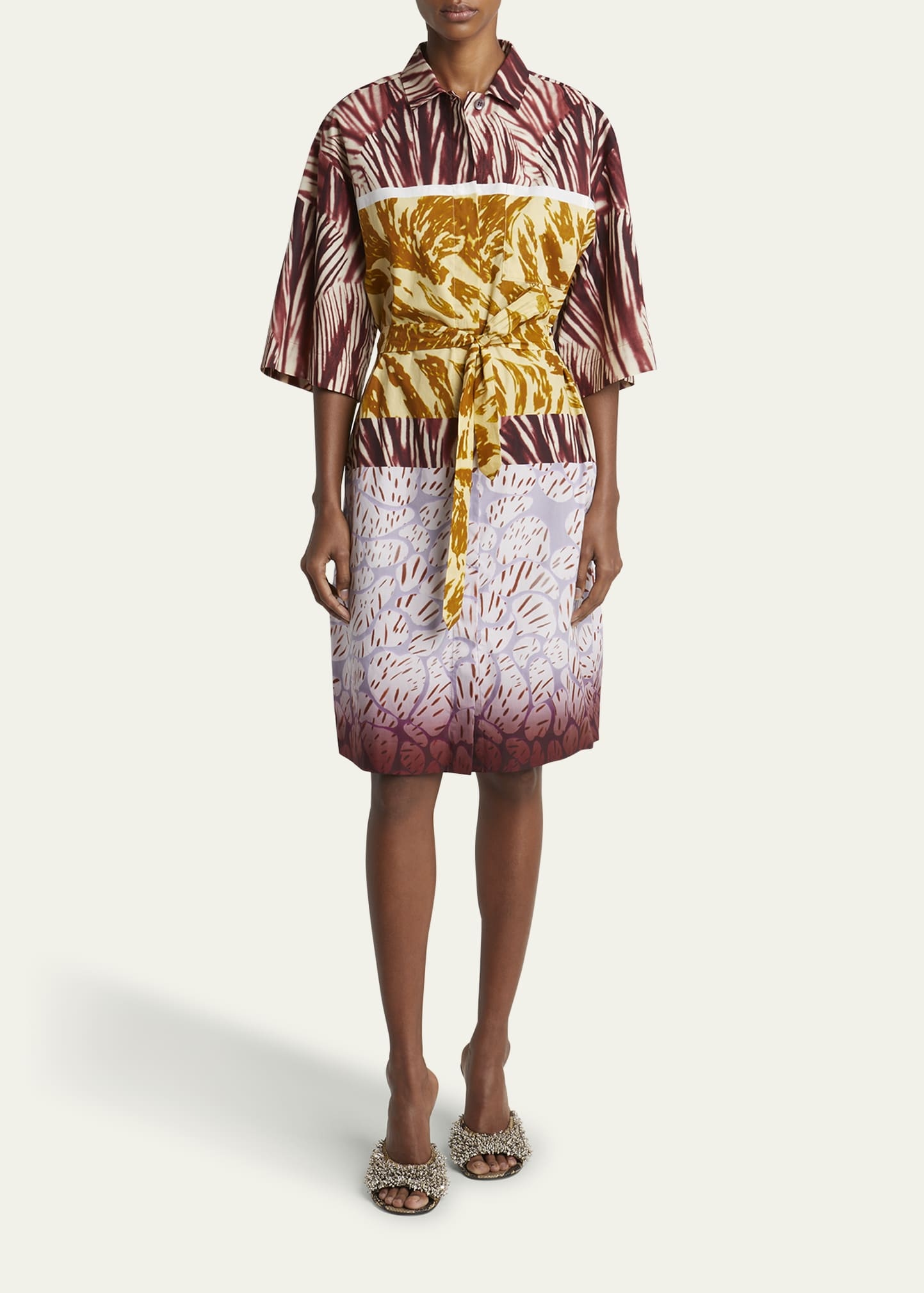 Doralia Printed Tie-Belt Shirtdress - 2
