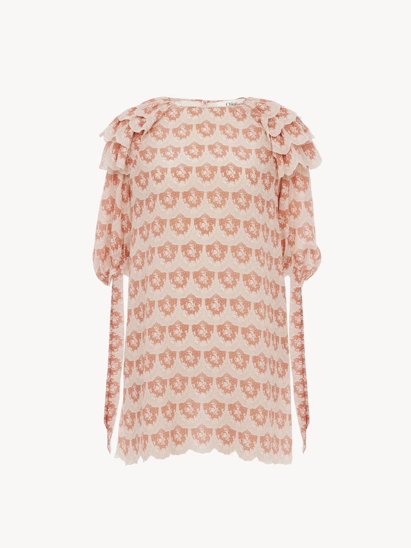 Chloé PUFF-SLEEVE MINI DRESS IN SILK CRÊPON outlook