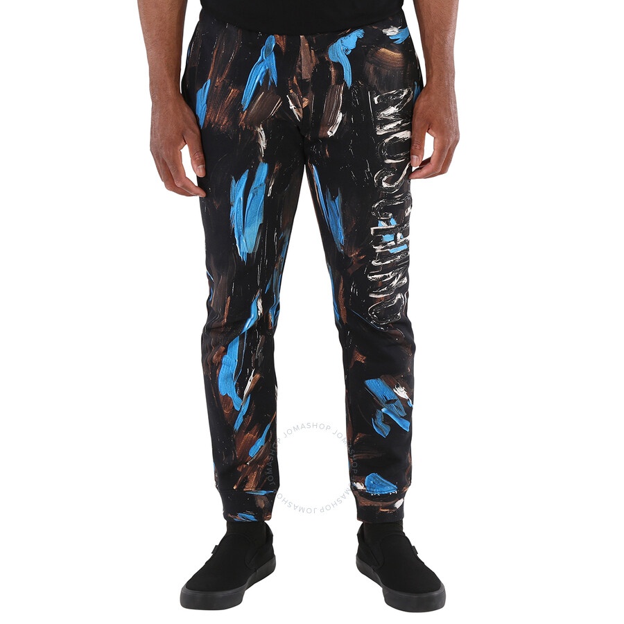 Moschino Men's Brown Painted Logo Cotton-jersey Trousers - 3