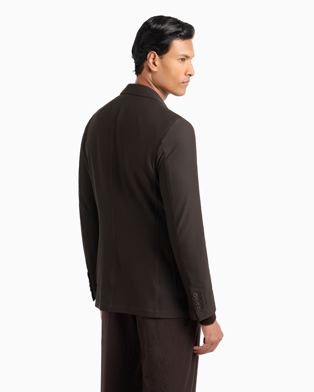 Single-breasted jacket in technical waffle fabric - 3