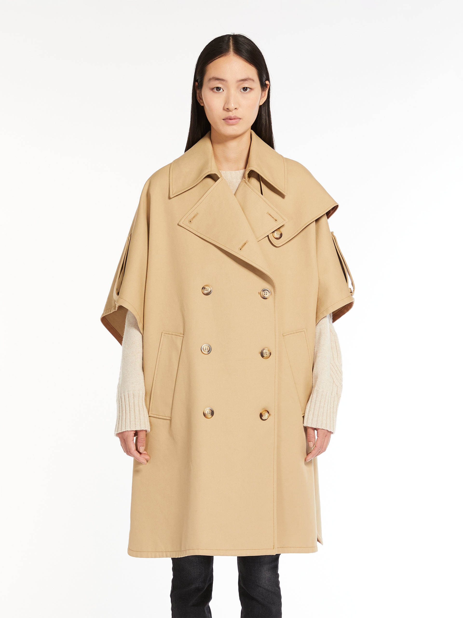 PERNICE Double-breasted cape in water-resistant cotton - 3