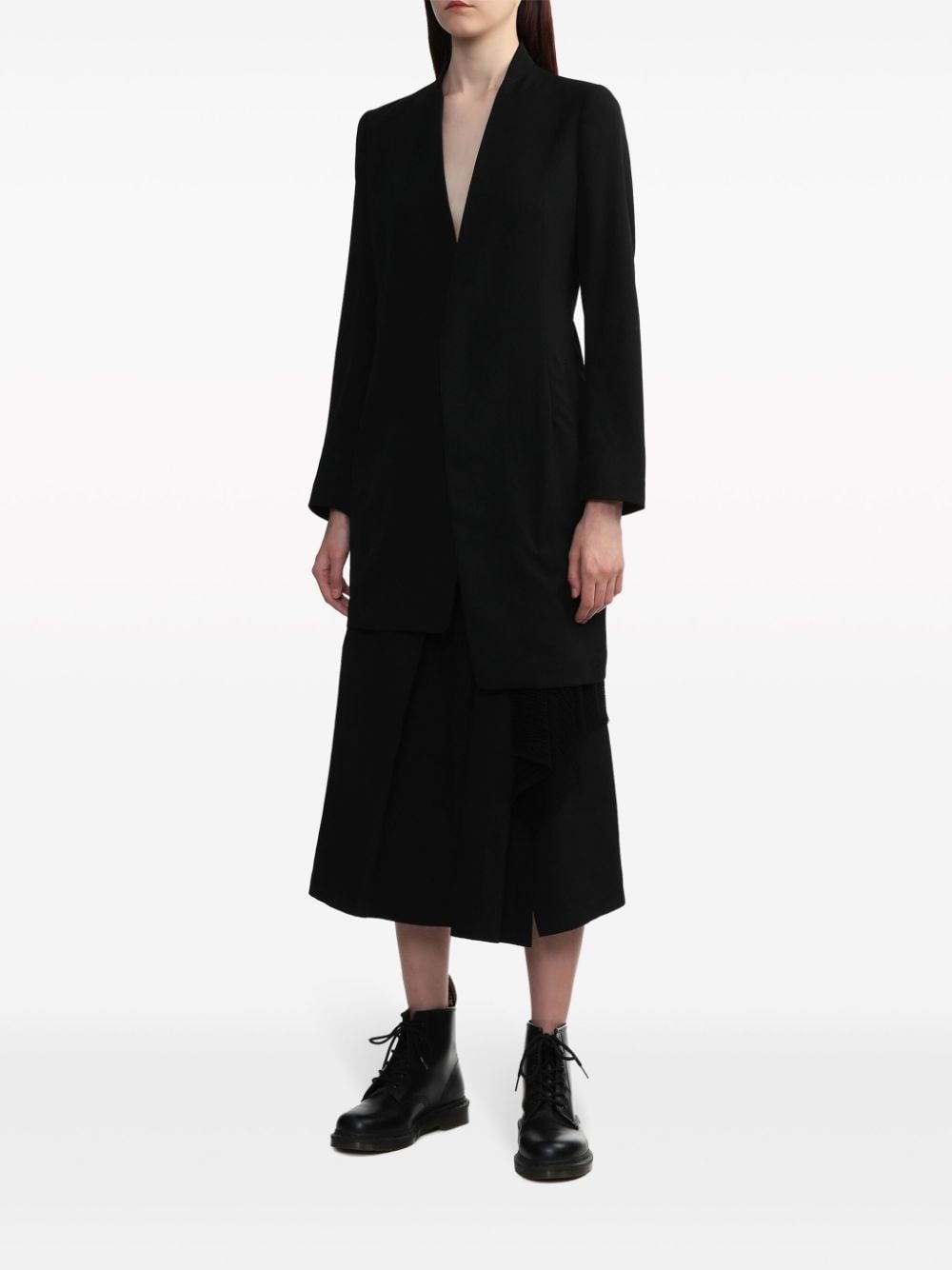 layered wool single-breasted coat - 3
